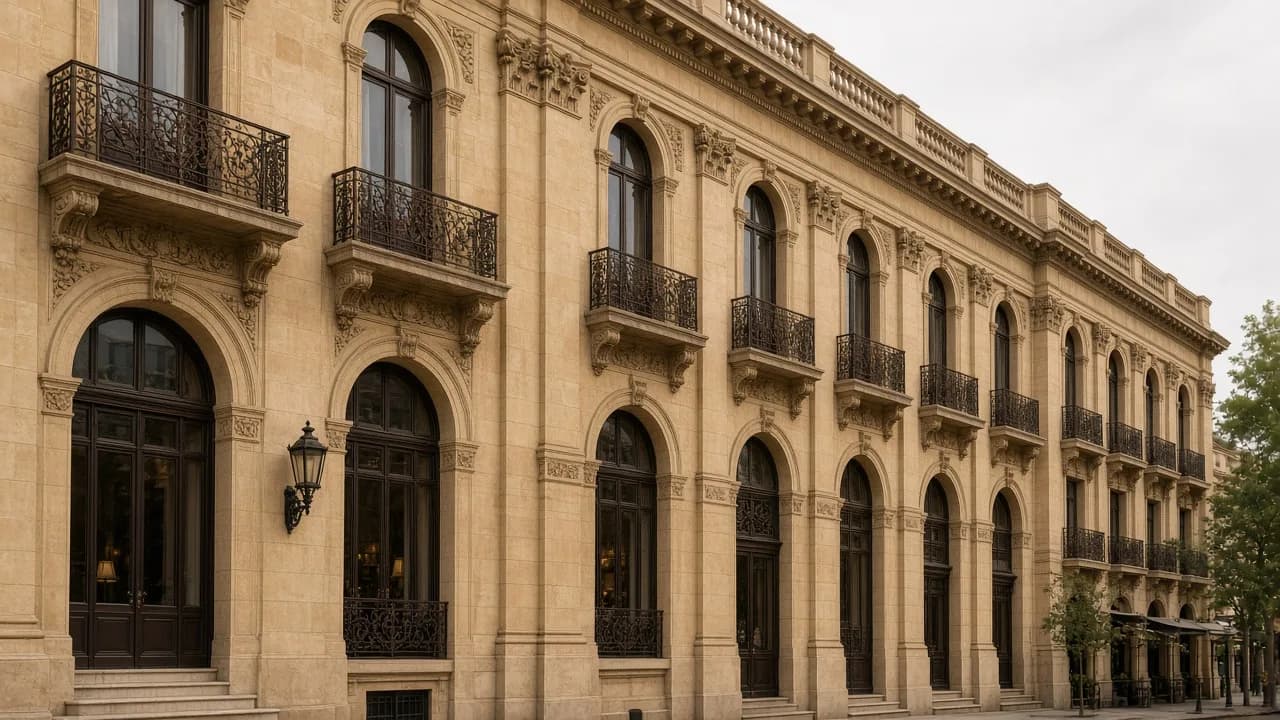 Fachada diurna de Estancia del Plata